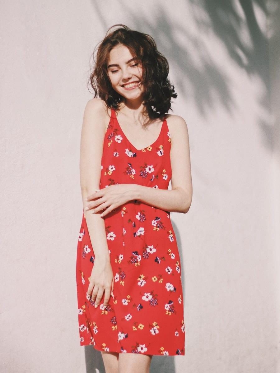 Floral Midi Dress, Flowing midi with an adjustable strap