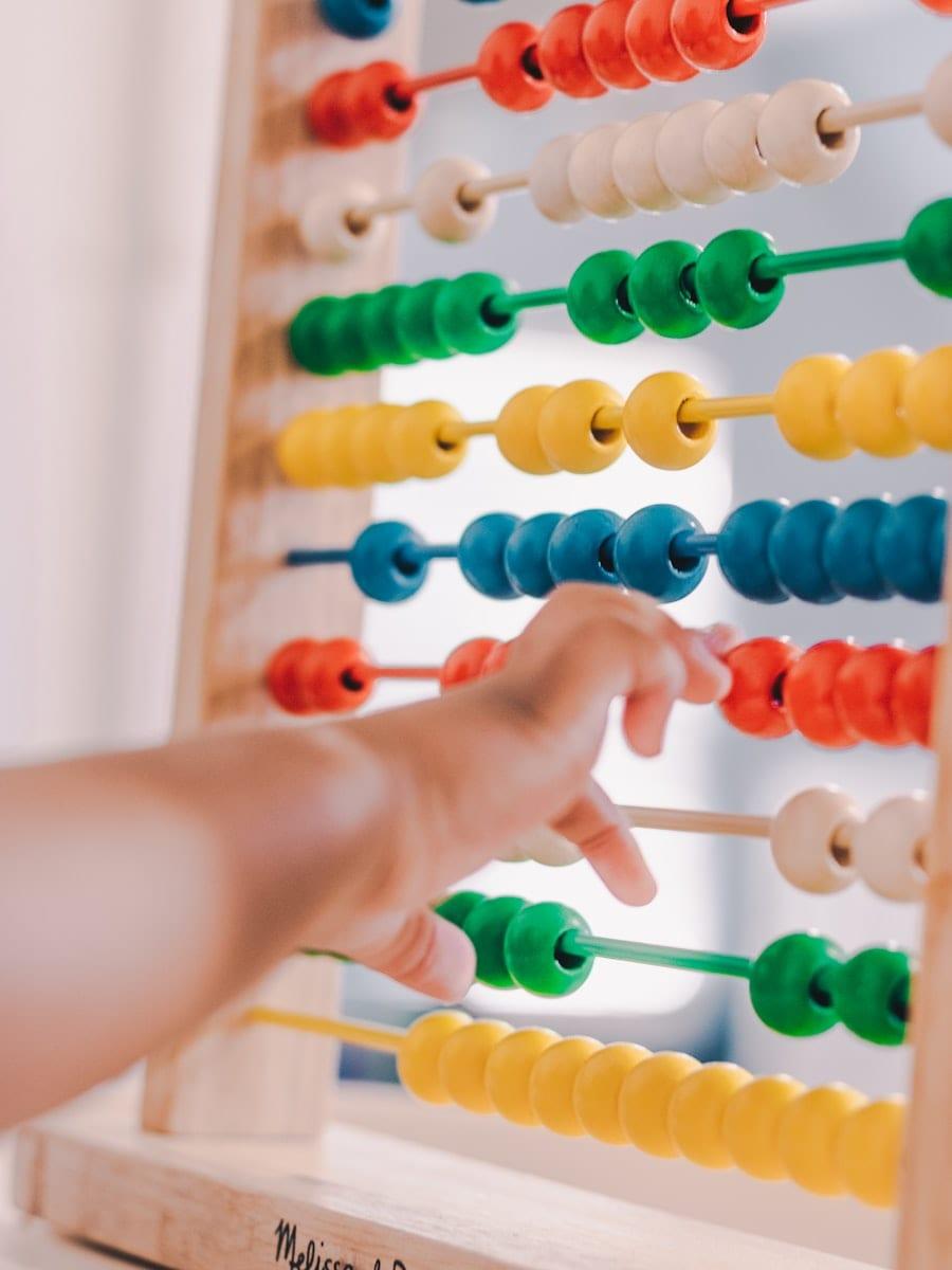 Wooden Counting Abacus, Ten rows of smooth counting beads