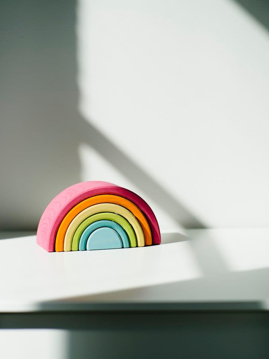 Wooden Rainbow Stacker, Open ended stacking in solid wood